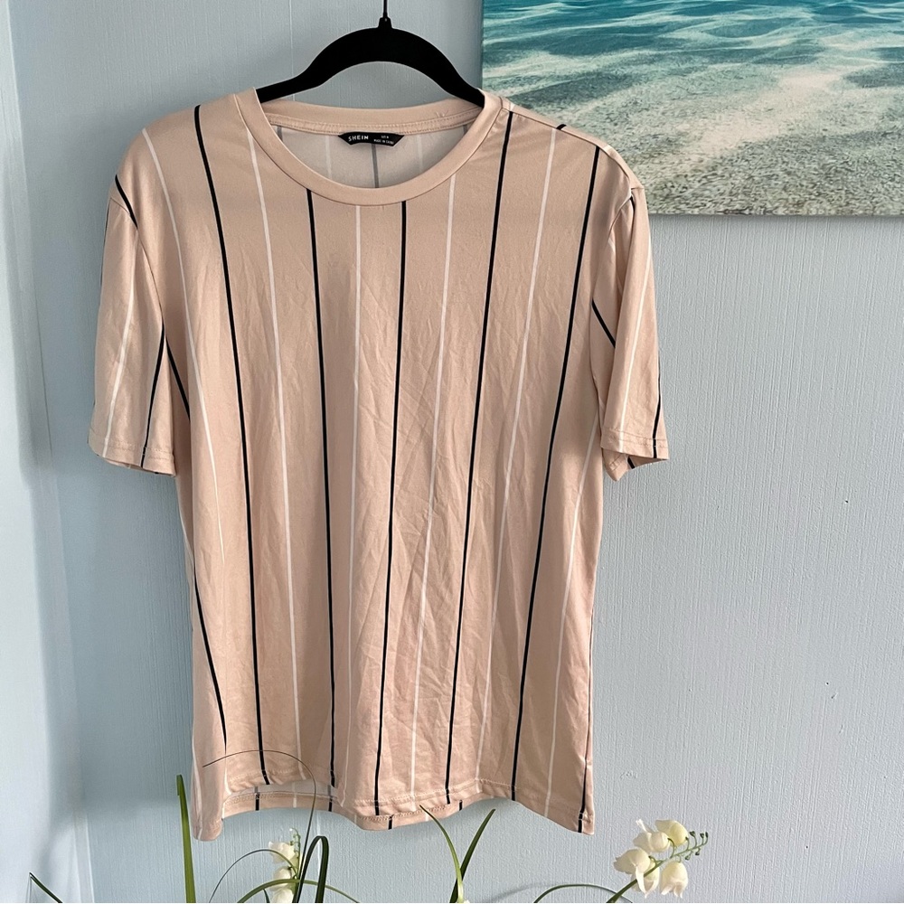 Shein Mens Striped Print Top Size Medium